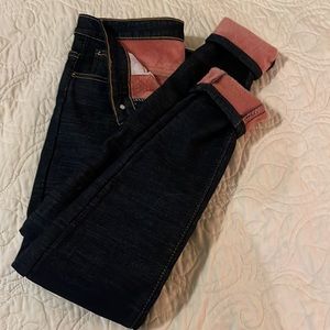 Velvet Lined Dark Blue Jeans